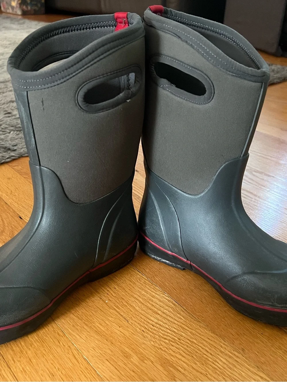 Bogs Kids Waterproof Black Rain & Snow Boots with Pink Accent